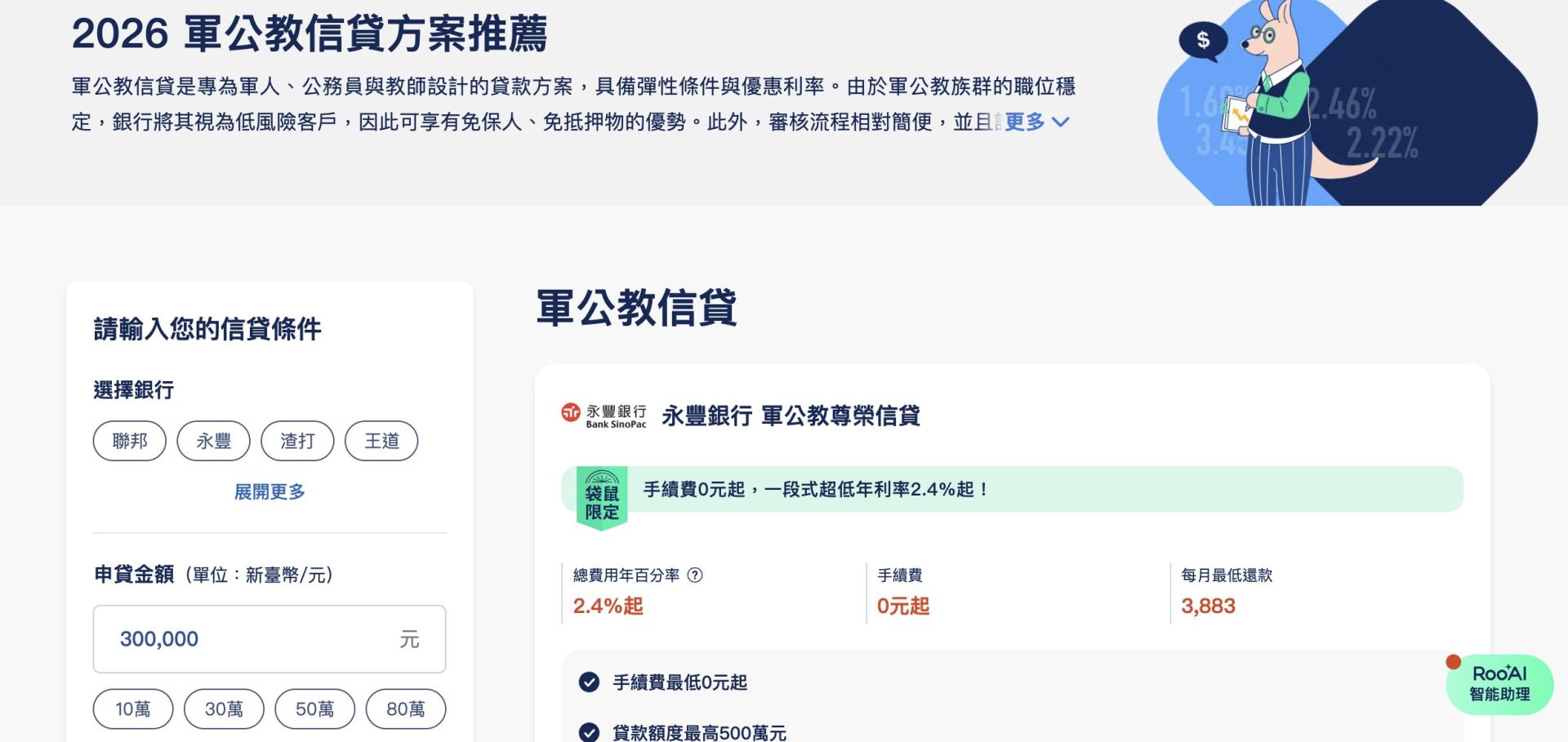 2026 軍公教信貸方案推薦