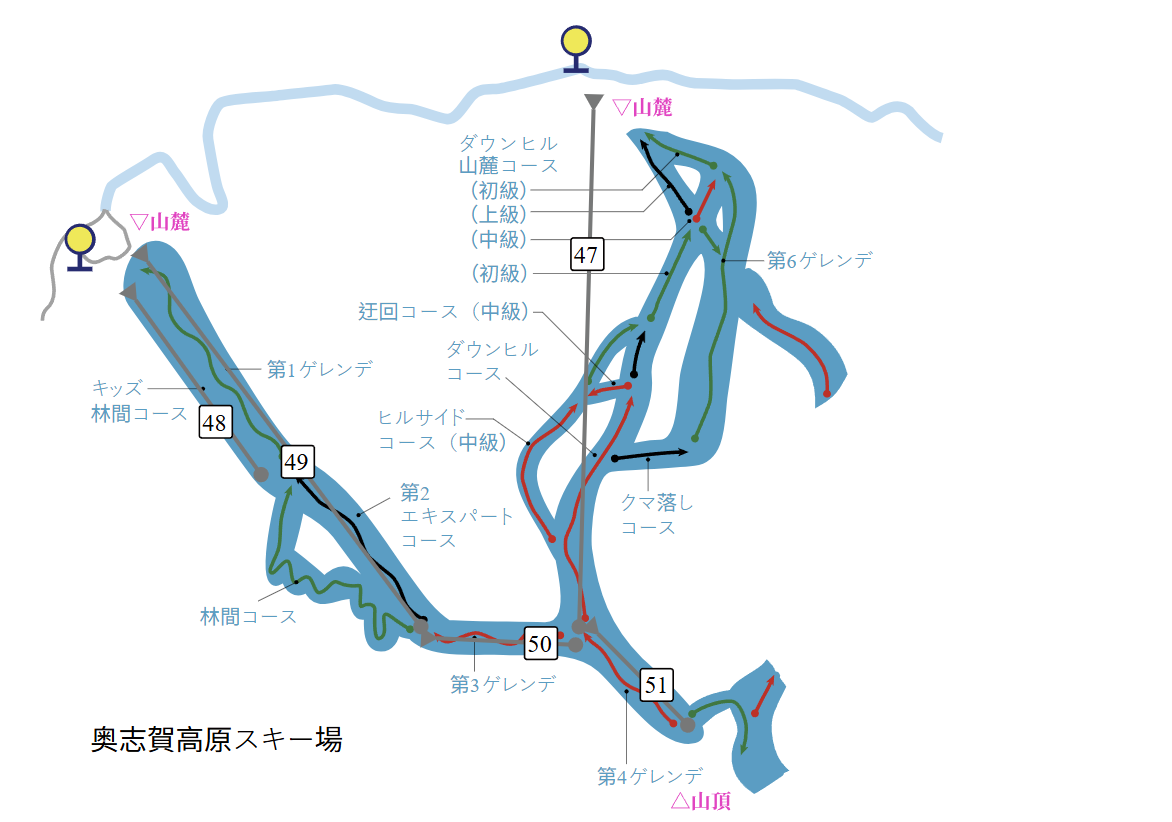 志賀高原滑雪場地圖